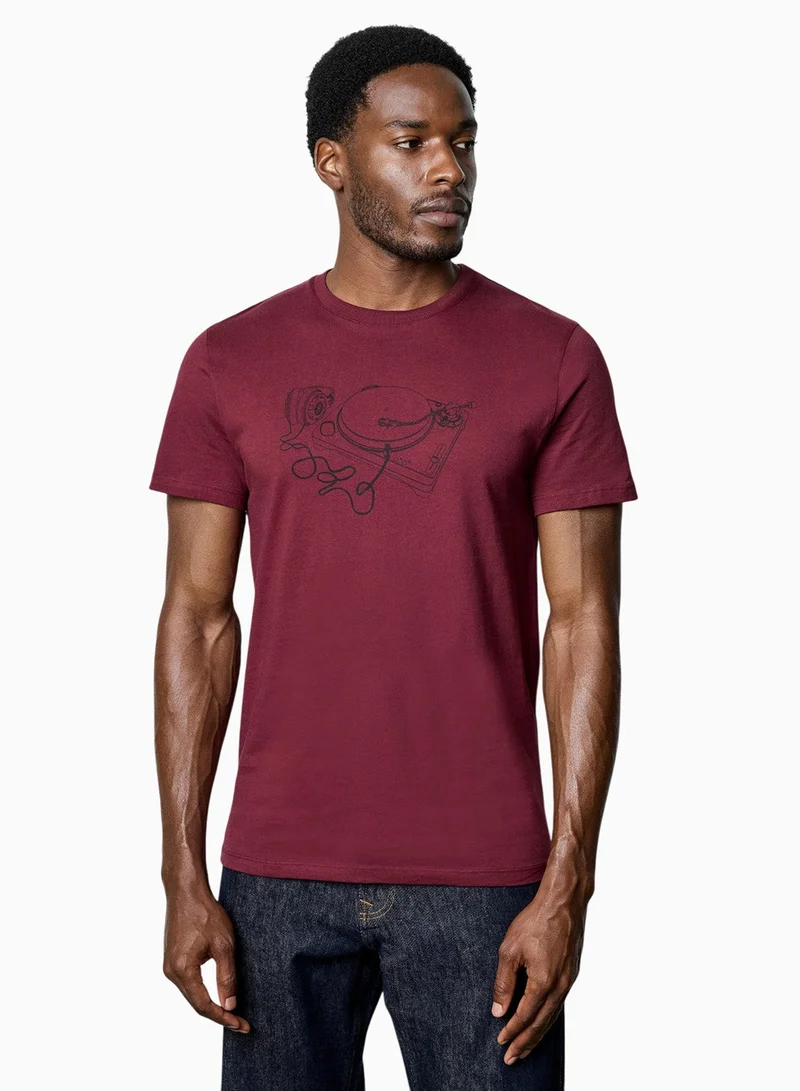 فرنش كونكشن تي شيرت بطباعة قرص دوار